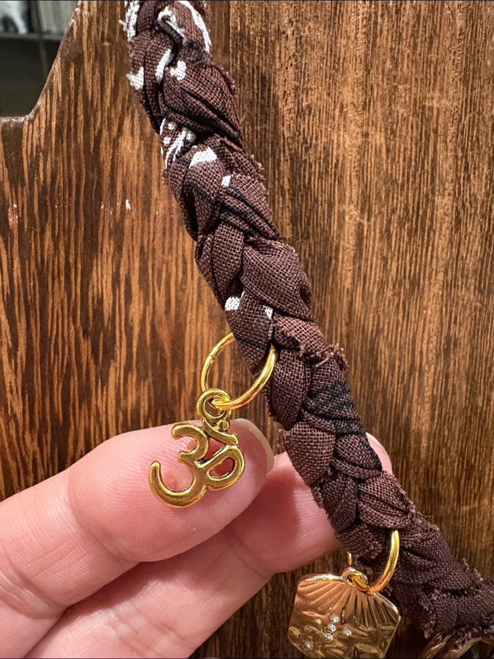 Gem- Handmade Braided Brown bandana Choker charm Necklace - Picture 4 of 7